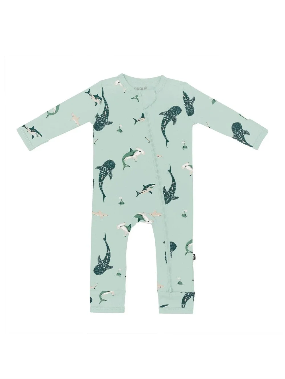 Kyte Baby Sage Shark Zippered Romper Size 6-12 Months